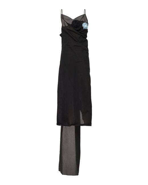 Prada Black Nylon Crepe Midi Dress