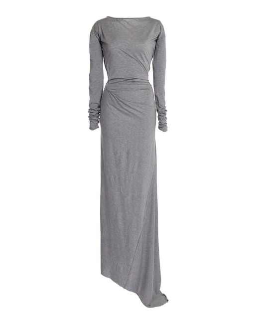 Victoria Beckham Gray Circle-neck Cotton Maxi Dress