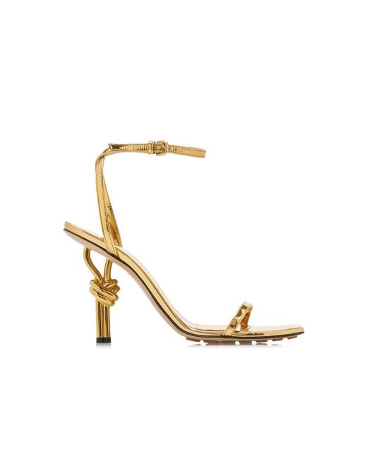 Bottega Veneta White Knot Metallic-leather Sandals