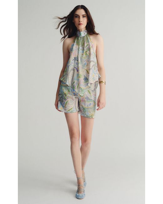 Etro Blue Printed Crepe Shorts
