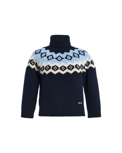 Prada Blue Cashmere-Wool Sweater