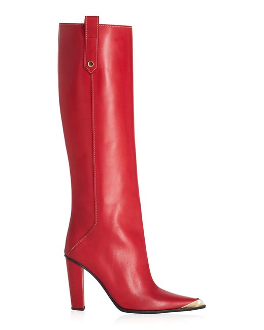 Etro Red Leather Knee-high Boots