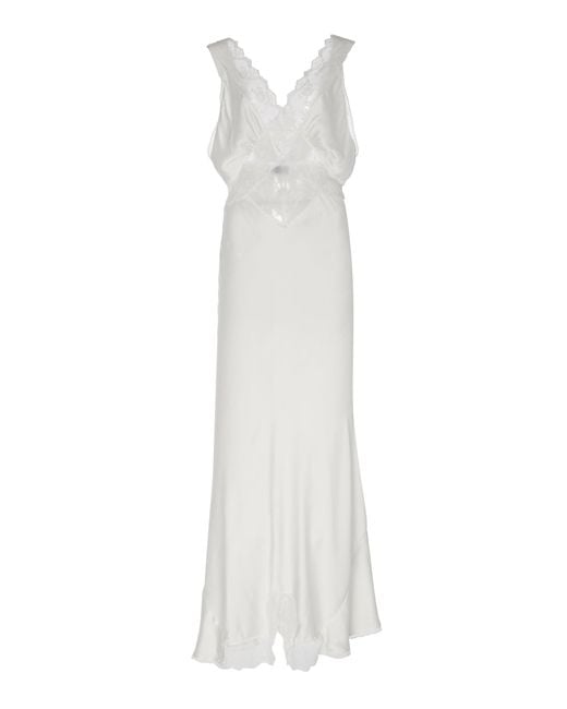 Sir. The Label White Aries Lace-trimmed Silk-satin Maxi Dress