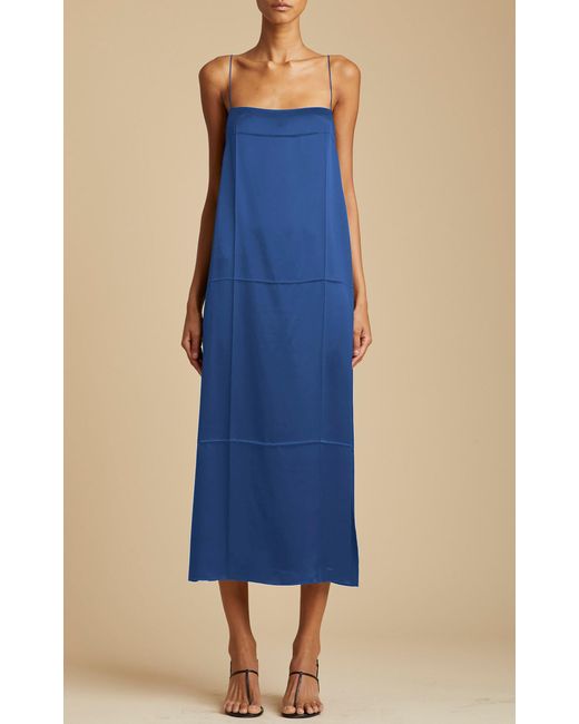 Khaite Blue Sicily Silk Midi Dress