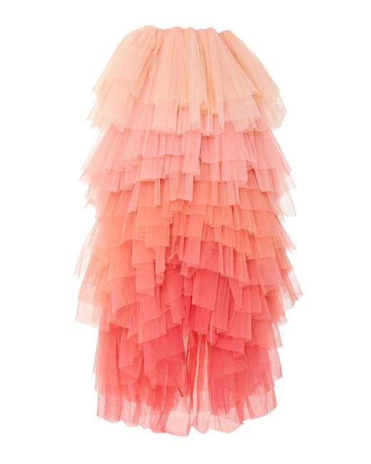 LoveShackFancy Pink Micah Tulle Ruffle Ombre Skirt