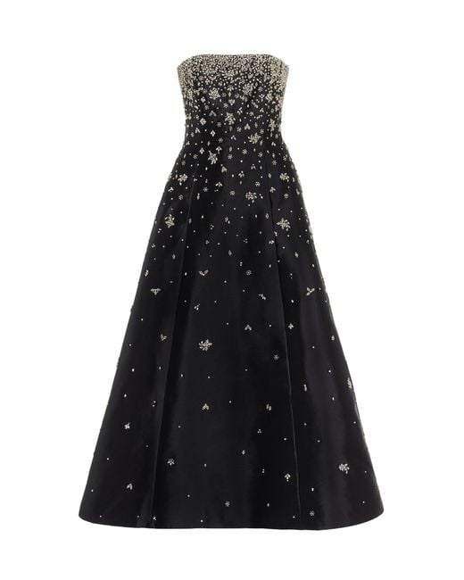 Adam Lippes Black Crystal-embellished Silk Mikado Strapless Gown