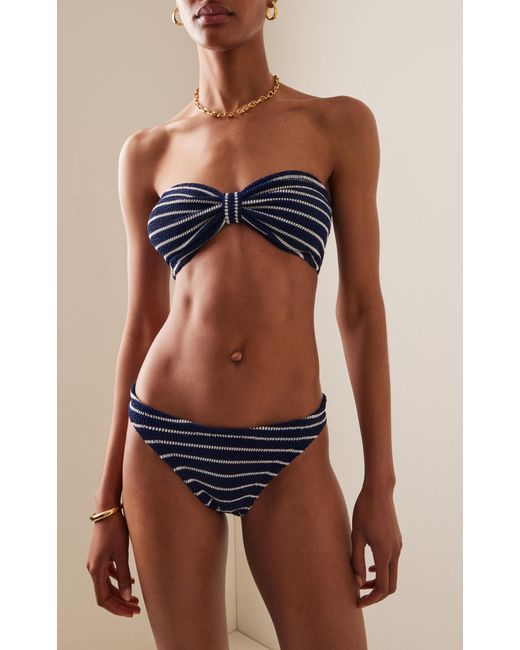 Hunza G Blue Jean Striped Seersucker Bikini Set