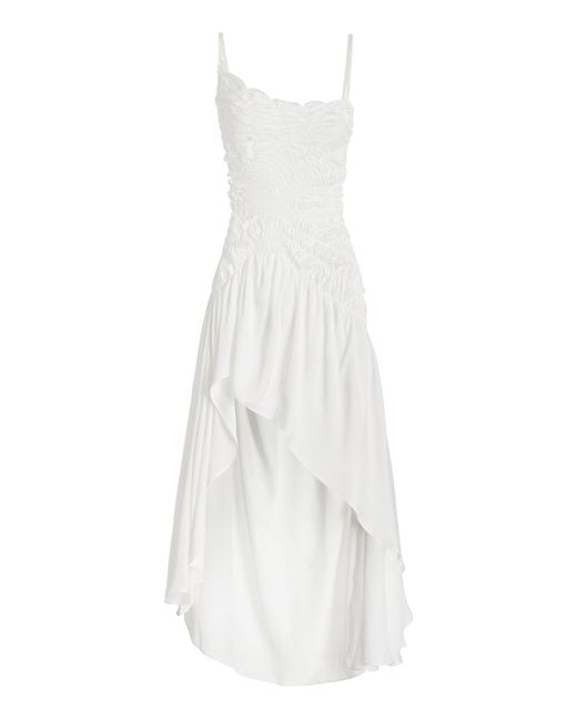 Georgia Hardinge White Exclusive Celestial Shirred-satin Midi Dress