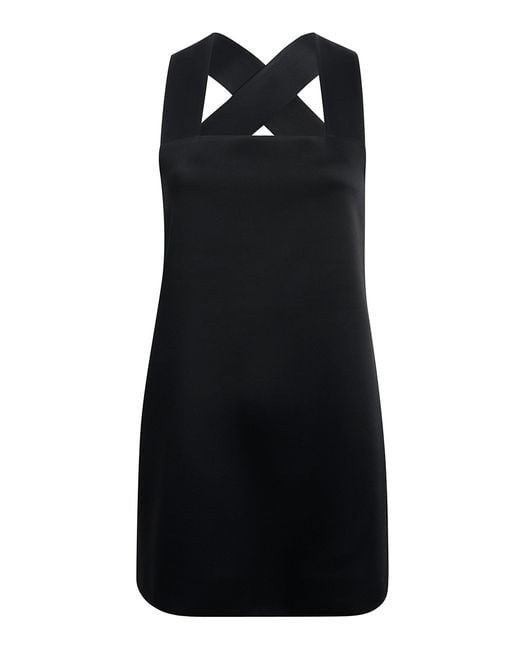 Khaite Black Mella Cross-Back Crepe-Satin Mini Dress