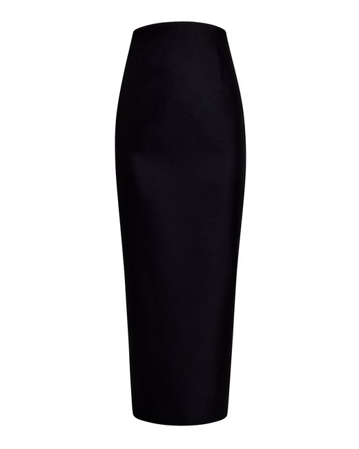 Khaite Black Satrina High-Rise Wool-Silk Maxi Skirt
