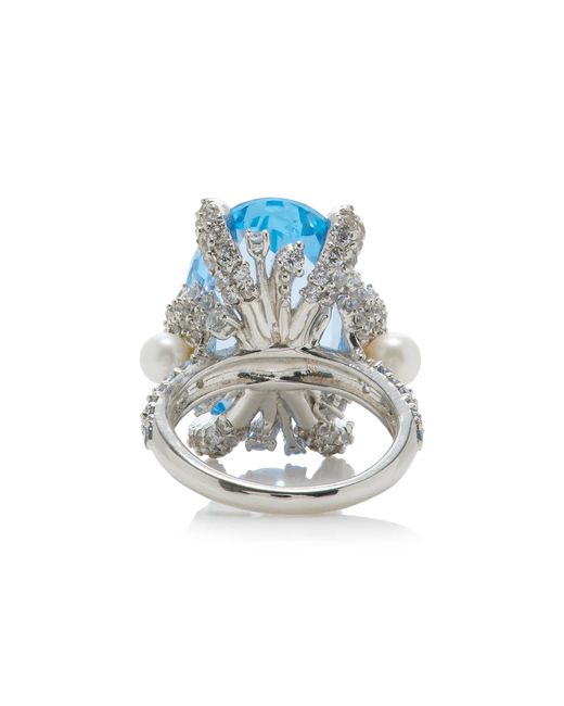 Anabela Chan Blue Mermaid 18k White Gold, Rhodium Vermeil Multi-gem Ring