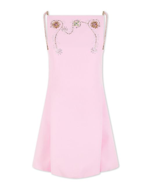 Rabanne Pink Embellished Wool-blend Mini Dress