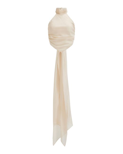 Aje. White Allegra Draped Halter Top