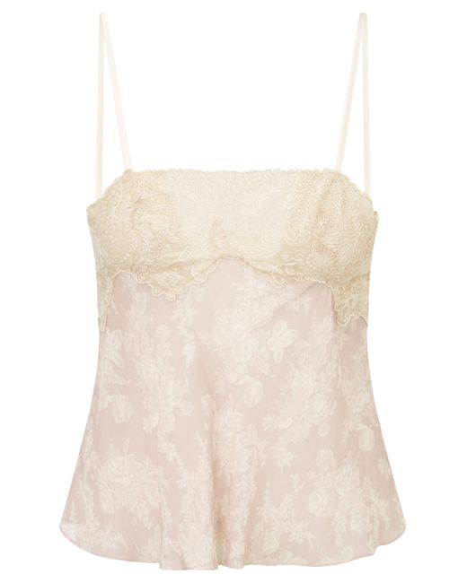 LoveShackFancy Natural Alixia Lace-Trimmed Top