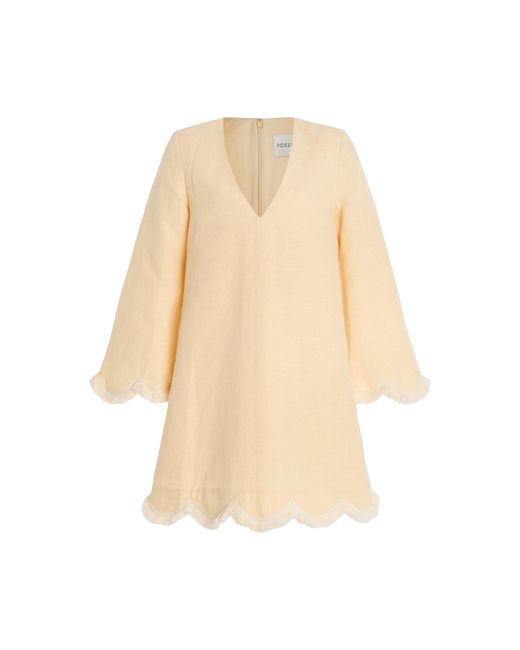 Posse Natural Essie Fringed Linen Mini Kaftan