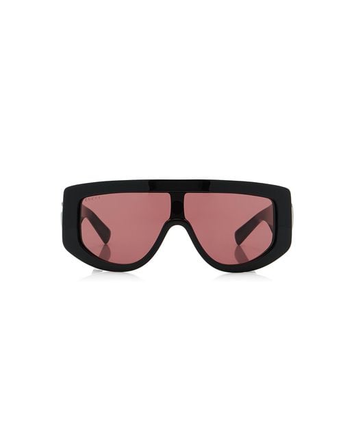 Gucci Black Mask-Frame Acetate Sunglasses