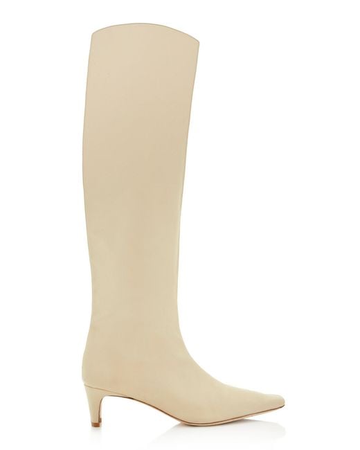 Staud White Wally Leather Knee Boots