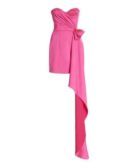 Halpern Exclusive Draped Satin Bustier Mini Dress in Pink | Lyst