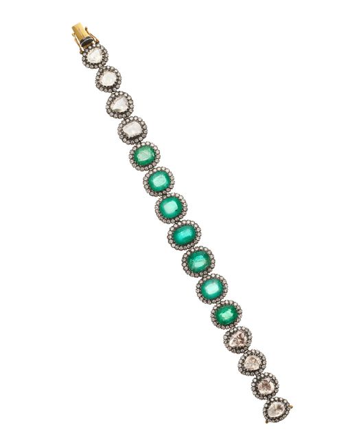 Amrapali Blue One-of-a-kind Rajasthan 18k Yellow Gold Emerald, Diamond Bracelet