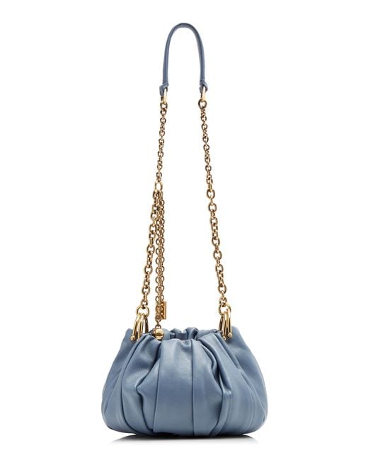 Chloé Blue Plissé Leather Shoulder Bag