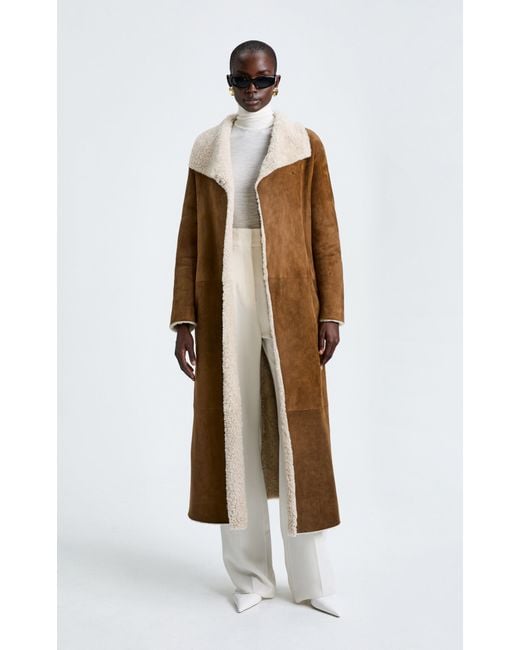Nour Hammour Brown Birthday Shearling-trimmed Leather Coat