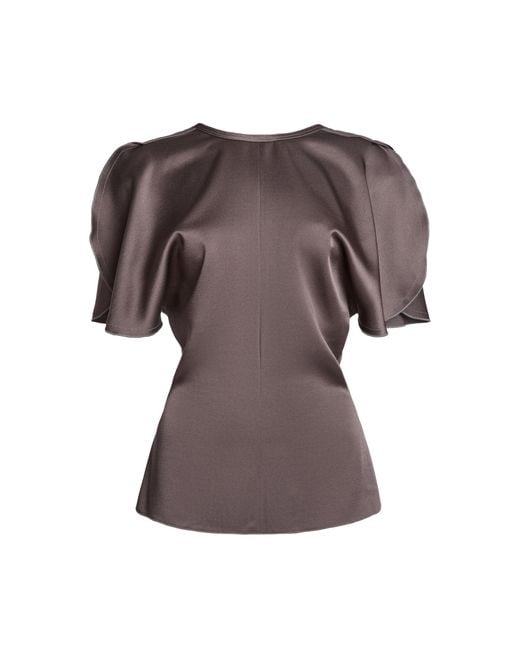 Victoria Beckham Brown Bela Draped Satin Top