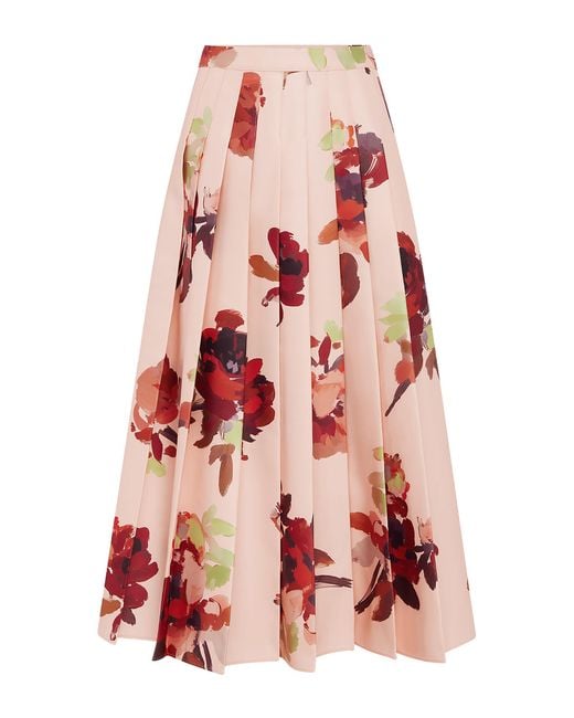 LEO LIN Red June Pleated Maxi Skirt