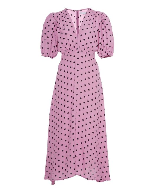 Faithfull The Brand Pink Vittoria Polka Dot Crepe Midi Dress