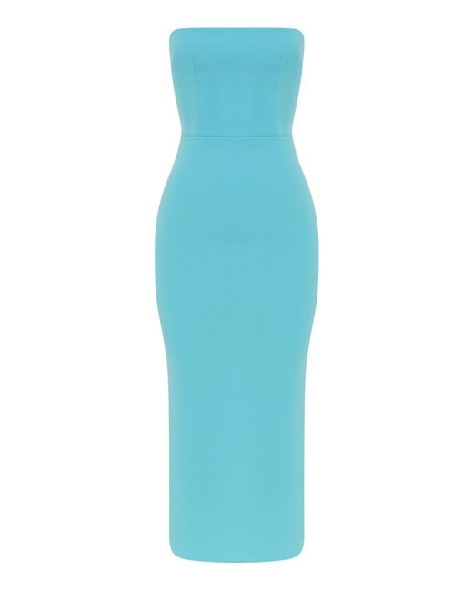 Alex Perry Blue Strapless Bustier Stretch-crepe Midi Dress