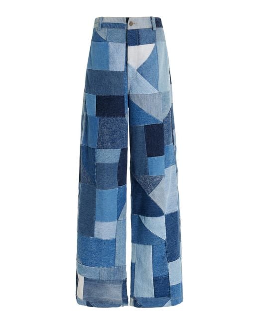 Sea Blue Diego Patchwork Denim Pants