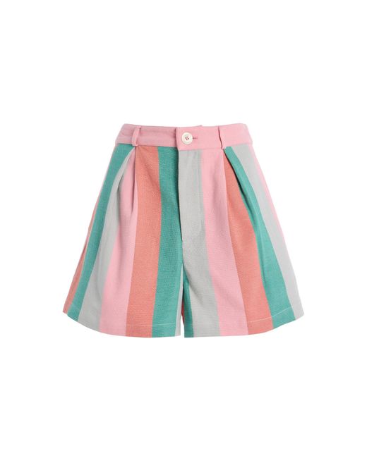 Marrakshi Life White Exclusive Riviera Striped Cotton Shorts