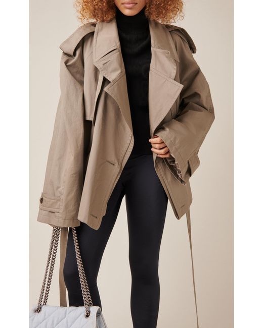 Balenciaga Brown Folded Double-breasted Cotton Trench Coat
