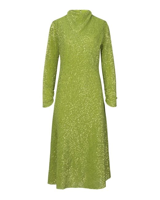 Stine Goya Green Alana Sequin Midi Dress