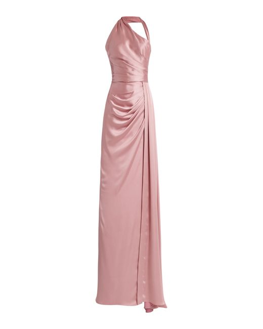 Zuhair Murad Pink Asymmetric Draped Satin Gown