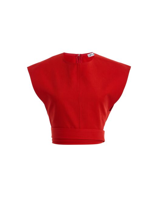 Alaïa Red Belted Cotton Top