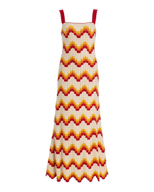 Escvdo Orange Marea Crocheted Cotton Maxi Dress