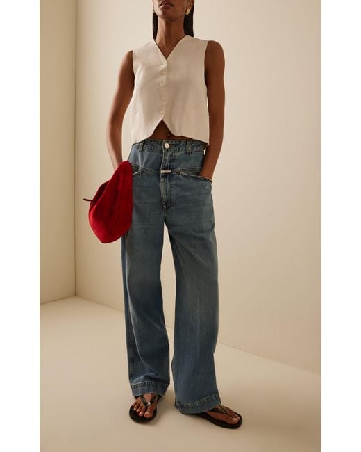 Closed Blue Deni Rigid Low-Rise Wide-Leg Jeans