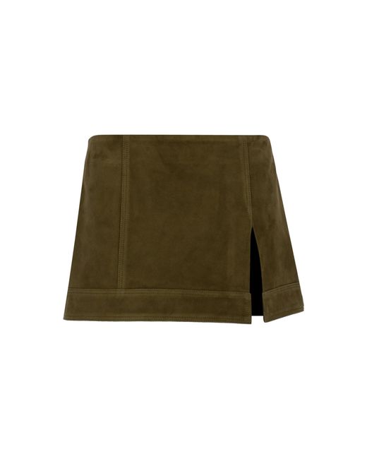 Zeynep Arcay Green X Camille Charrière Mini Suede Skirt With Slit