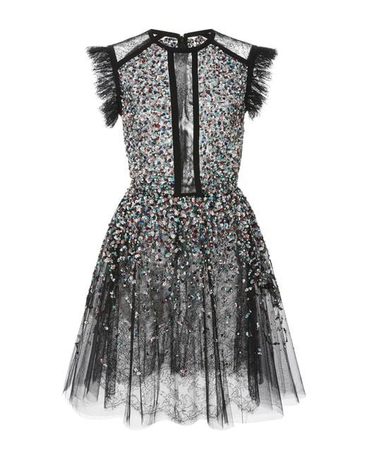 Elie saab Beaded Embroidered Tulle Dress in Black Lyst
