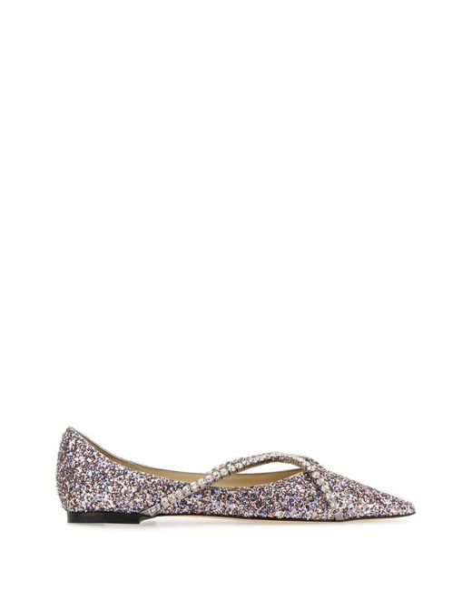 Jimmy Choo Multicolor Embellished Leather Genevi Ballerinas