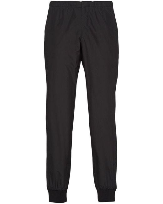 Prada Black Triangle-Logo Silk Track Pants for men