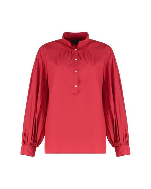 Nili Lotan Red Printed Silk Shirt