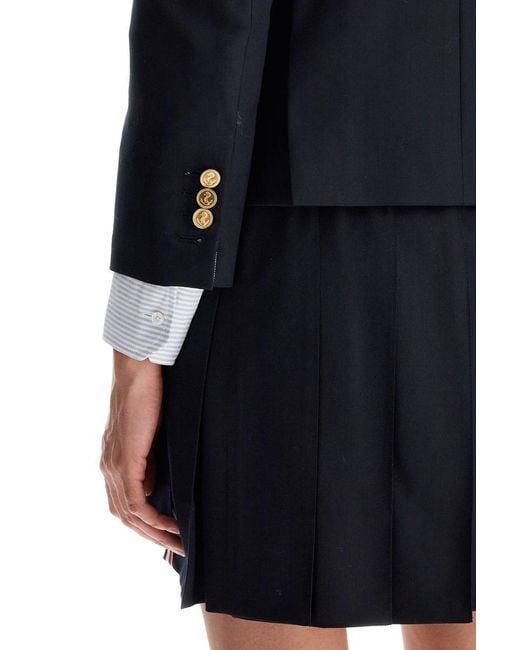 Thom Browne Blue Single-Breasted Cropped Jacket