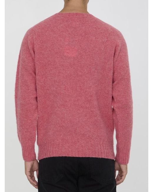 Howlin' By Morrison Pink Brushed Wool Crewneck Sweater for men