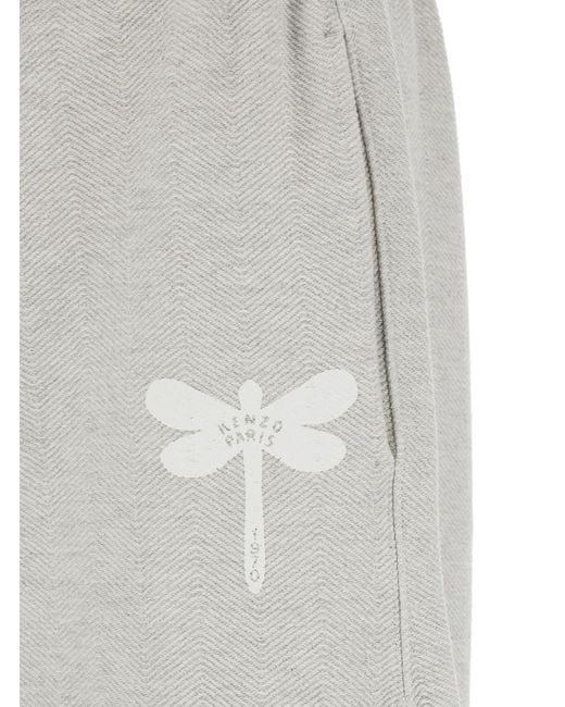 KENZO Gray 'Dragonfly' Pants With Elastic Waist And Logo Print On Side And Rear for men