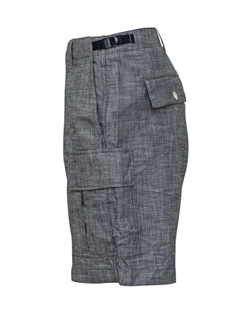 C P Company Gray Chambray Cargo Short Pantaloons for men