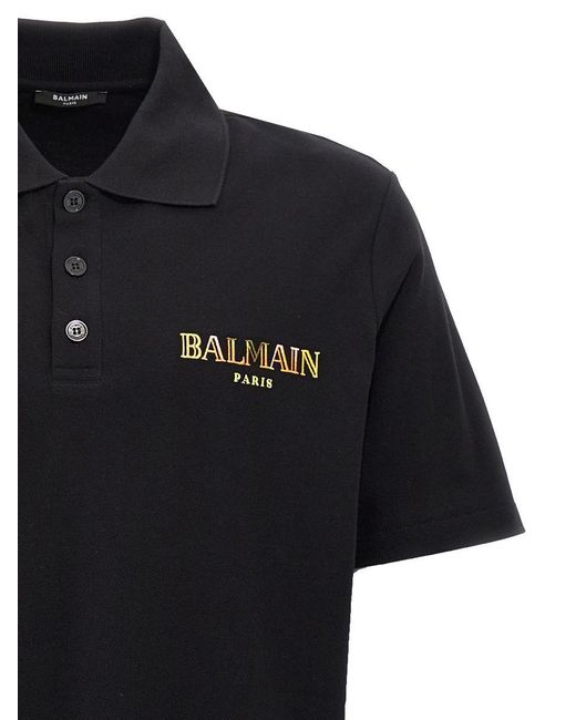 Balmain Black Polo With Printed Logo for men