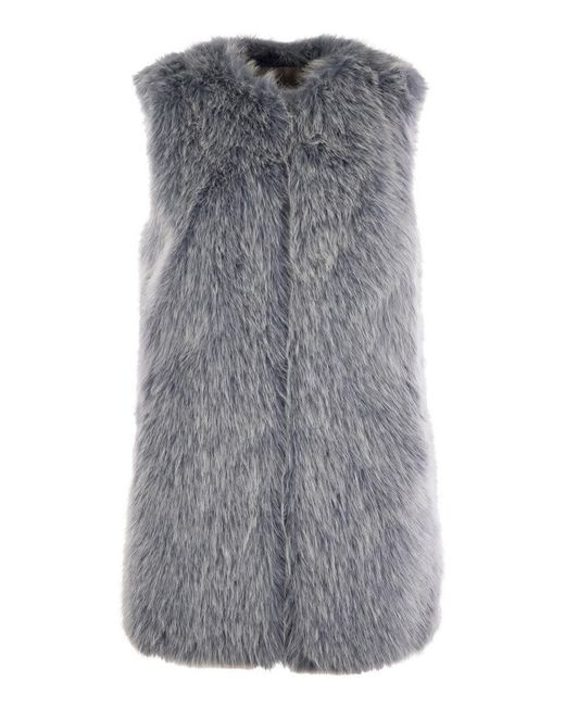 Herno Gray Faux Fur Vest Jacket