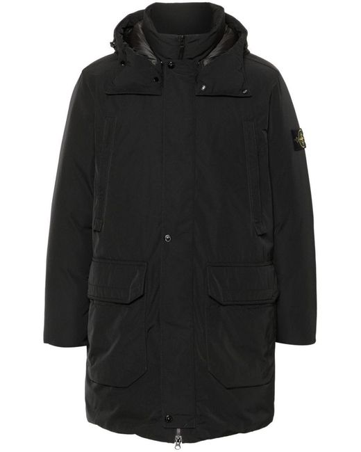 Stone Island Black Parka Down Polyester Micro Twill for men