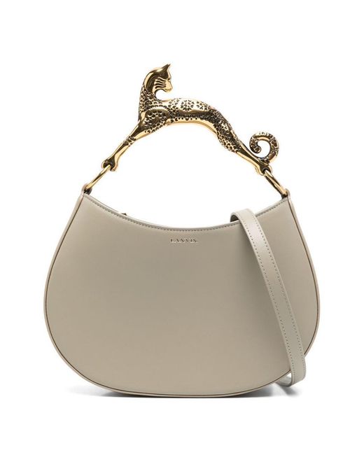 Lanvin White Ivory Calfskin Handbag With Cat-Shaped Handle